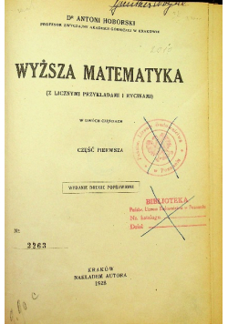 Wyższa Matematyka część I 1928 r.