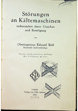Storungen an Kaltemaschinen Insbesondere Deren Ursachen Und Beseitigung 1925 r.