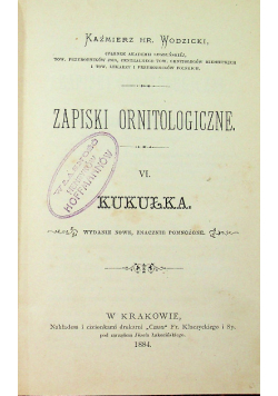 Zapiski ornitologiczne VI Kukułka 1884 r.