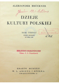 Dzieje kultury polskiej Tom III 1931r