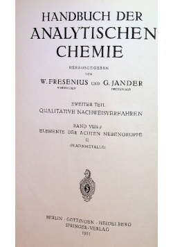 Handbuch der Analytischen Chemie