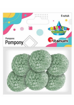 Pompony włóczkowe 3cm jasnozielone 6szt
