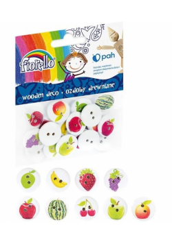 Ozdoby drewniane Guziki Owoce 20szt FIORELLO