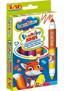 Flamastry dwustronne Jumbo 6/12 kolorów BAMBINO