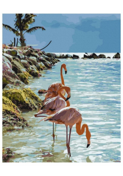 Malowanie po numerach - Rajskie flamingi 40x50cm