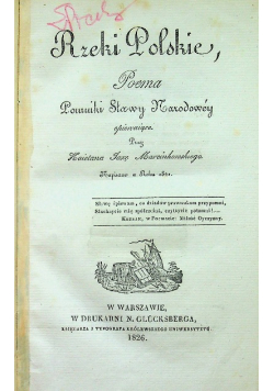 Rzeki Polskie Poema Pomniki Sławy Narodowej opiewające 1826 r.