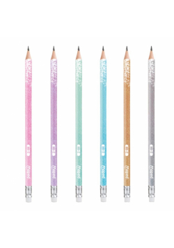 Ołówek z gumką Glitter brokat HB (12szt) MAPED