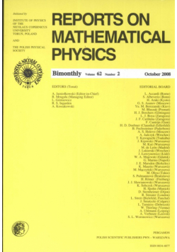 Reports on Mathematical Physics 62/2 2008