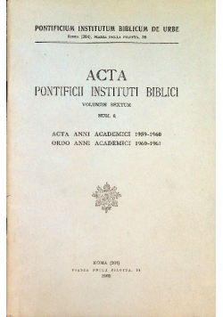 Acta pontificii instituti biblici Num 6