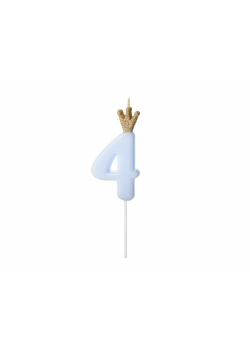 Świeczka urodzinowa 4 jasny niebieski 9,5cm