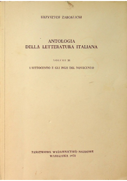 Antologia Della Letteratura Italiana Volume III