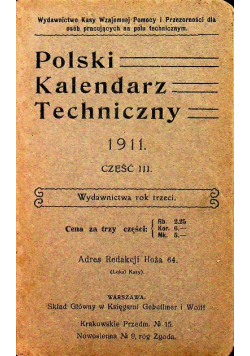 Polski kalendarz techniczny Część III 1911 r.