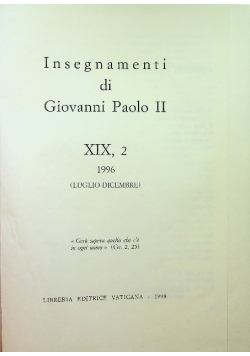 Insegnamenti di Giovanni Paolo II Tom XIX Część 2 1996