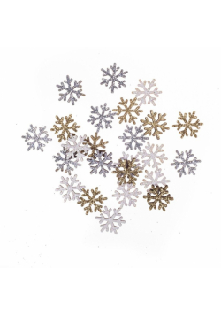 Drewniane brokatowe śnieżynki 1,6cm 24szt
