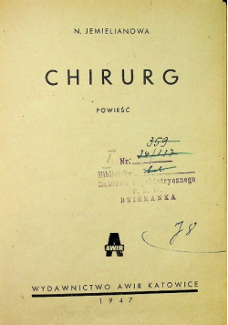 Chirurg powieść 1947 r.