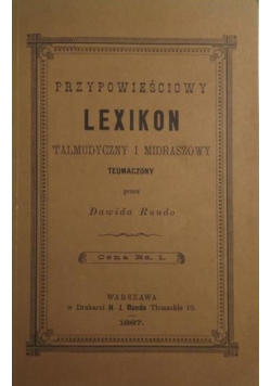 Przypowieściowy lexikon talmudyczny i midraszowy, reprint z 1887 r.