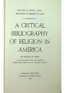 A Critical Bibliography of Religion in America