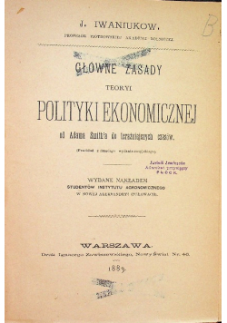 Główne zasady Teoryi Politechniki Ekonomicznej 1883 r.