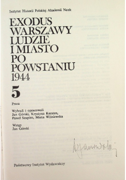 Exodus Warszawy Ludzie i miasto po powstaniu 1944 tom 5