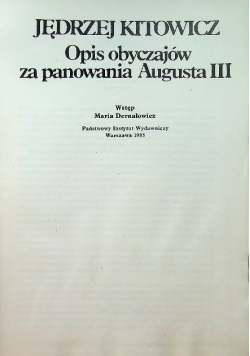 Opis obyczajów za panowania Augusta III