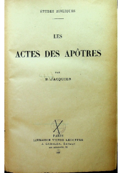 Les Actes Des Apotres 1926 r.
