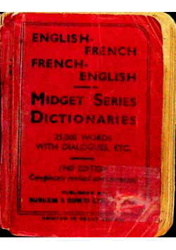 English French French English Midget Series Dictionary 1940 r. Miniatura