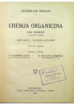 Chemja organiczna 1924r