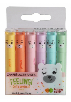 Zakreślacze mini pastelowe 6 kolorów HAPPY COLOR
