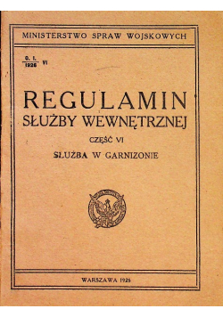 Regulamin służby wewnętrznej część VI 1926 r