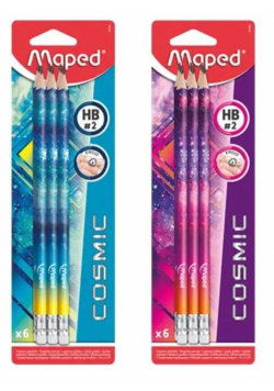 Ołówek z gumką Cosmic HB 6szt MAPED