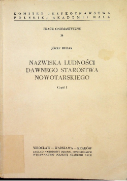 Nazwiska ludności dawnego starostwa nowotarskiego Część I