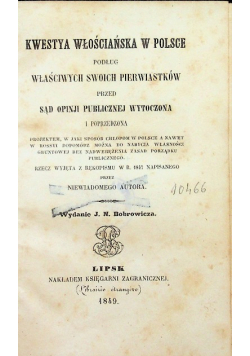 Kwestya włosciańska  w Polsce 1849 r.