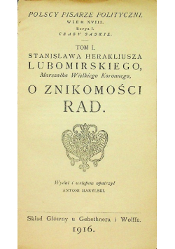 Stanisława Herakliusza Lubomirskiego O znikomości rad 1916 r.