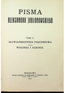 Pisma Aleksandra Jabłonowskiego tom 5 1911 r.
