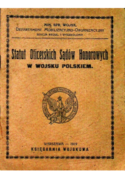 Statut oficerskich Sądów Honorowych 1919 r.