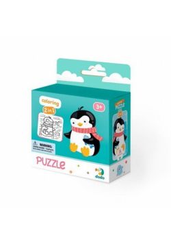 Puzzle 16 elementów Pingwinek + kolorowanka