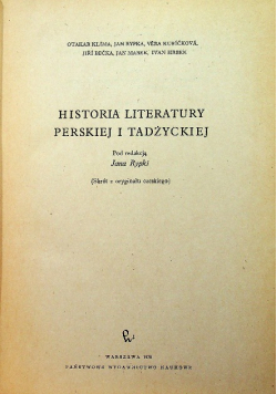 Historia literatury perskiej i tadżyckiej