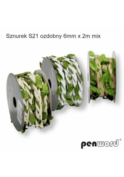 Sznurek ozdobny listki 6mmx2m (12szt)