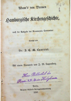 Hamburgifche Rirchengefchichte 1850 r.
