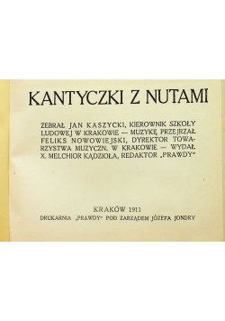 Kantyczki z nutami Reprint 1910 r.