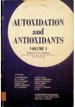 Autoxidation and Antioxidants Volume I