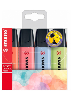 Zakreślacz Boss Pastel etui 4 kolory STABILO