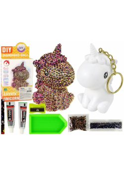 Brelok jednorożec diamentowy 3D DIY brązowy