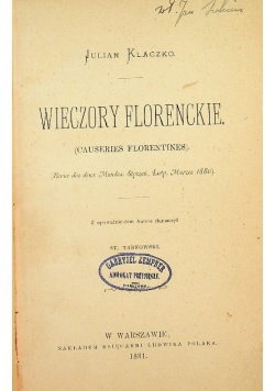 Wieczory florenckie 1881 r.