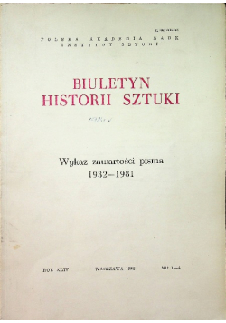 Biuletyn historii sztuki Wykaz zawartości pism 1932 - 1981 nr 1 - 4 / 82