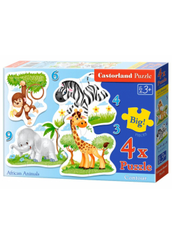 Puzzle x 4 Kontur - African Animals CASTOR