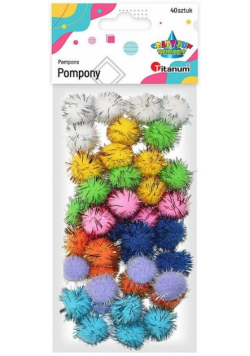 Pompony brokatowe 20mm mix 40szt.