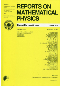 Reports on Mathematical Physics 80/1 2017 Pergamon