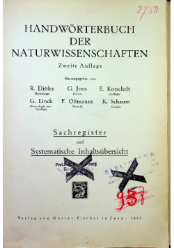 Handworterbuch der Narurwissenschaften