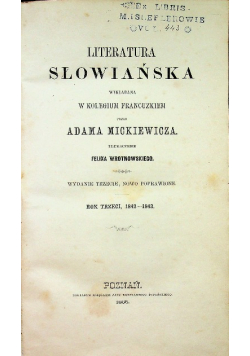 Literatura słowiańska Tom III 1865 r